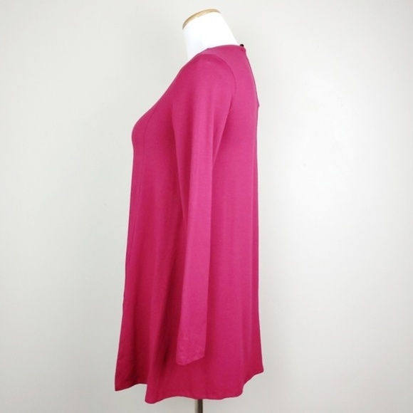 Eileen Fisher Women's Red Bateau Neck Tunic Long Sleeve Top - Size XXS - Picture 2 of 4